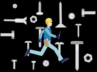 エンジニアが忙しく働いている。