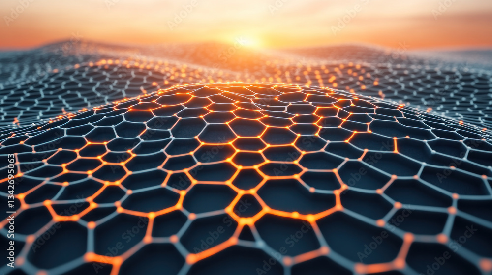 Poster a computer generated image of a landscape with a sun in the background. the image is a close up of a