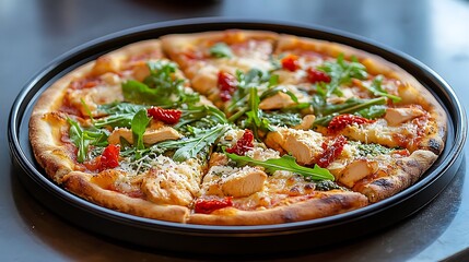 Delicious Chicken Pesto Pizza with Sun-Dried Tomatoes and Arugula