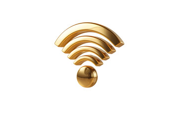 Golden wifi signal icon on black background for wireless internet connection and network technology transparent background