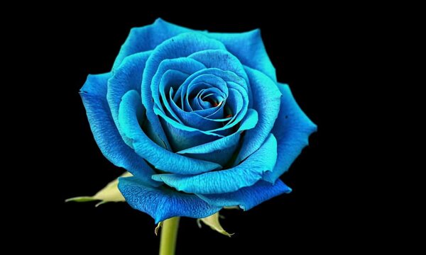 Vibrant blue rose on gray background