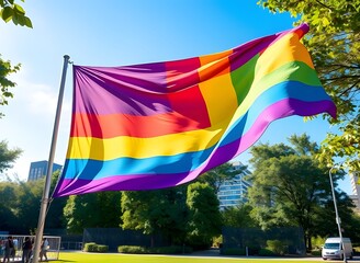 Vibrant Pride Flag Waving in the Breeze