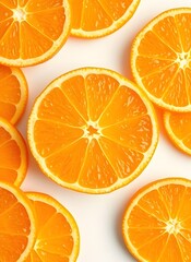 Sliced Oranges on White Background,