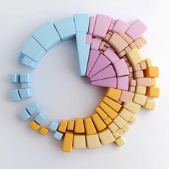 Obraz premium Colorful Geometric Shapes Arranged in Spiraling Pattern for Educational and Decorative Use