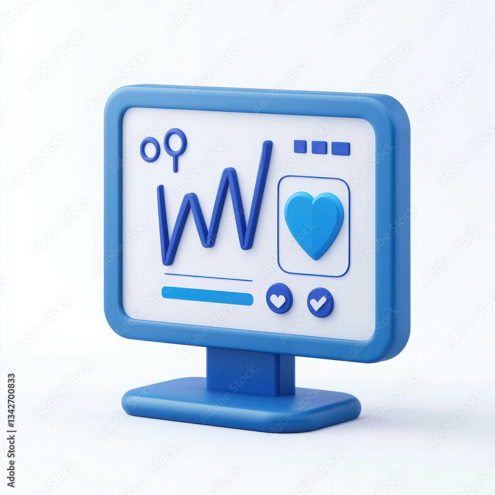 Poster modern computer screen displaying data with blue accents and graphic elements for design purposes