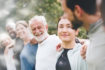 Happy diverse people together in the park