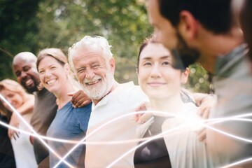Happy diverse people together in the park