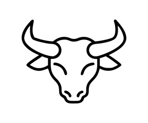 Big bull logo or modern line icon. Vector line art and icon design with bold outline. Black and white Pixel Perfect minimalistic symbol isolate white background. Creative logotype