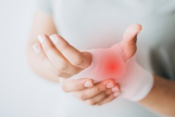 Hand injury with bandage image