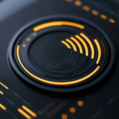 Abstract Circular Design with Bright Orange Lines and Dark Background in Digital Art Style