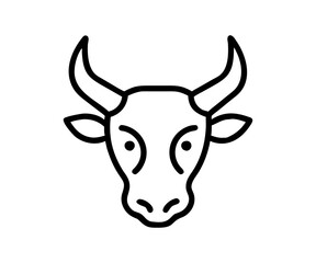 Big bull logo or modern line icon. Vector line art and icon design with bold outline. Black and white Pixel Perfect minimalistic symbol isolate white background. Creative logotype
