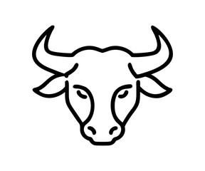 Big bull logo or modern line icon. Vector line art and icon design with bold outline. Black and white Pixel Perfect minimalistic symbol isolate white background. Creative logotype
