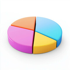 Fototapeta premium Colorful Pie Chart with Four Sections for Data Visualization and Business Analysis