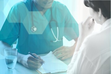 Doctor diagnose patient symptoms at the hospital