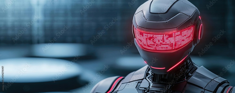 Aufkleber cloud technology in hybrid and private data computing concept. futuristic robotic figure with illumi