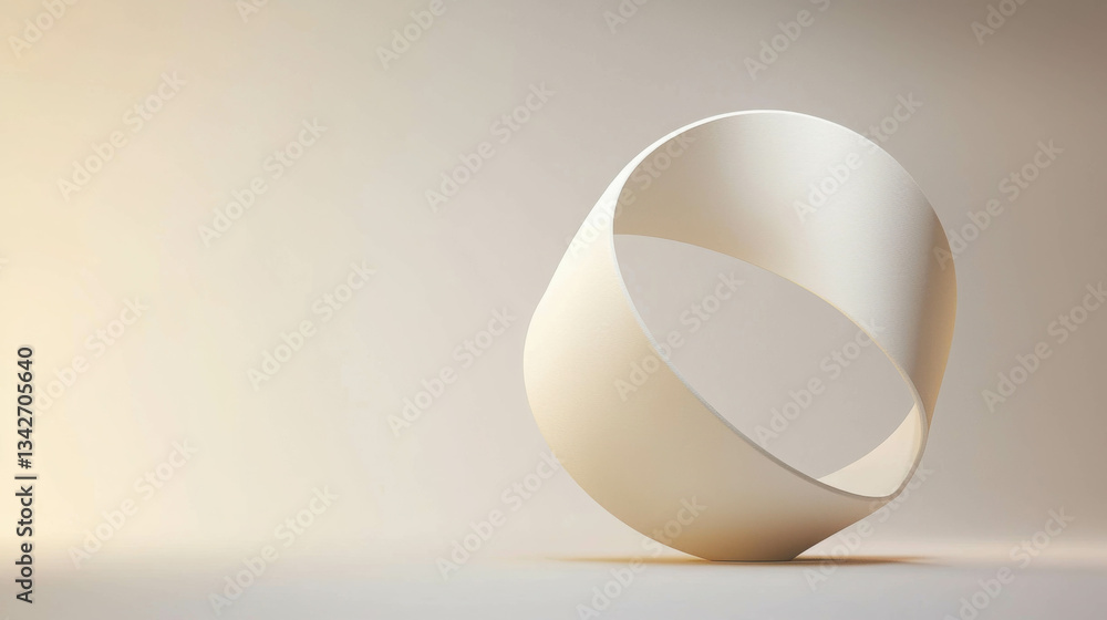 Poster elegant abstract sculpture of a twisted ribbon on a minimalist background with soft lighting