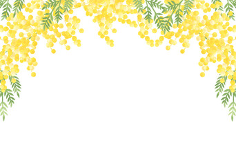 水彩で描いたミモザのフレーム2