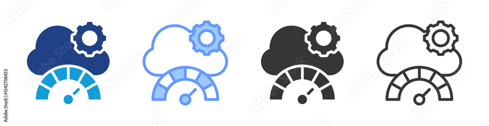 Poster Throughput icon set multiple style collection