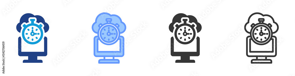 Poster Latency icon set multiple style collection