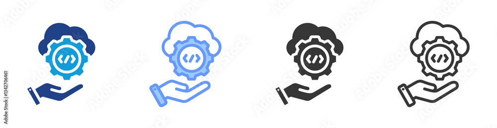 Poster saas icon set multiple style collection