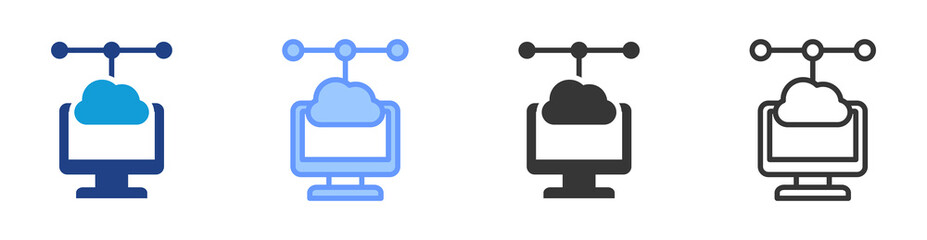 Edge Computing icon set multiple style collection