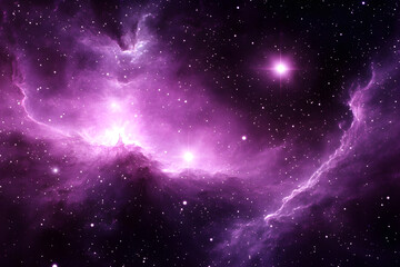 Purple Nebula: Cosmic Dust, Stars Shine Brightly