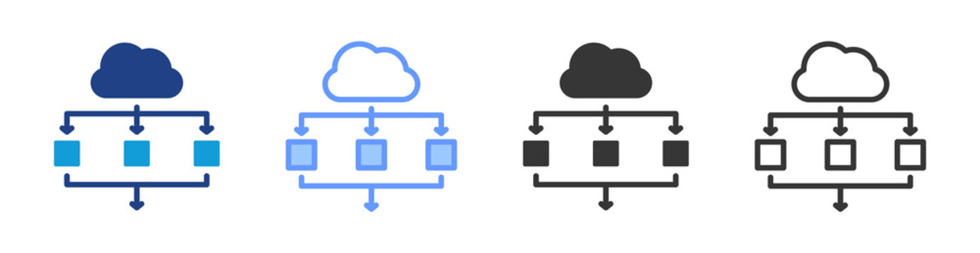 Parallel Computing icon set multiple style collection