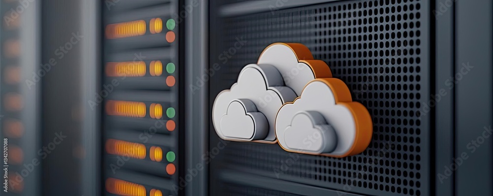 Poster cloud technology for hybrid computing and database concept. modern cloud storage solutions represent