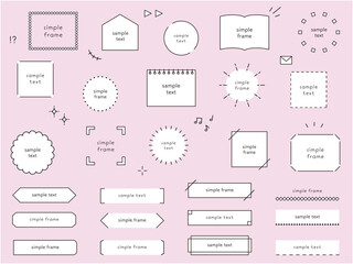 シンプルなフレームのベクターイラストセット。枠、見出し、タイトル、あしらい