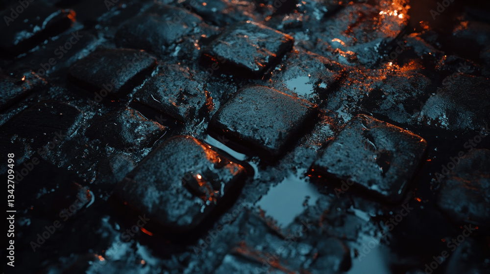 Aufkleber the image is of a dark, wet surface with a lot of water and a few drops of oil. the surface is made 
