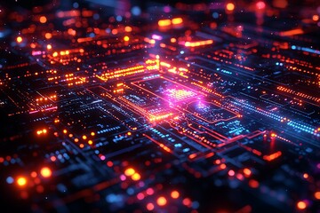 Fototapeta premium Glowing Circuit Board for Digital Data Flow.