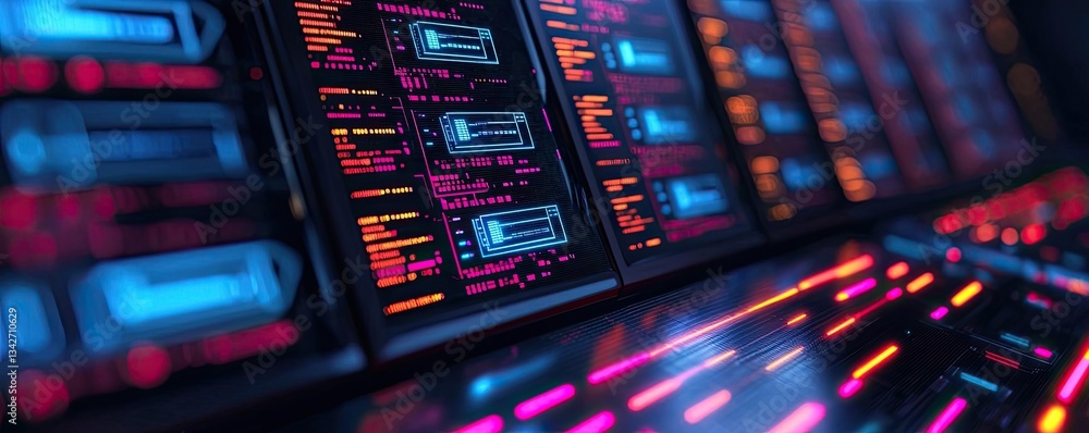 Poster cybersecurity database security in technology transfer concept. futuristic digital interface with vi