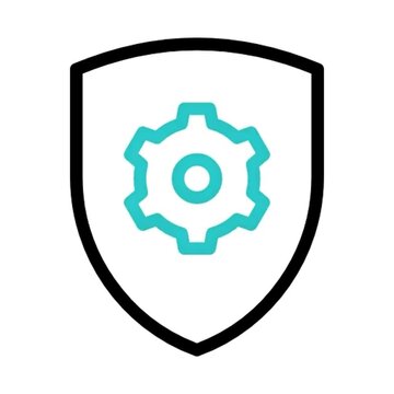 Secure System Settings Gear Icon Inside Protective Shield