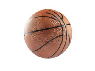 An isolated basketball showcasing its texture and design, perfect for sports and recreation related projects.