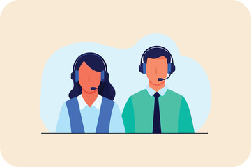 Customer Support Team with Headsets Providing Excellent Service and Assistance in a Professional Call Center Environment
