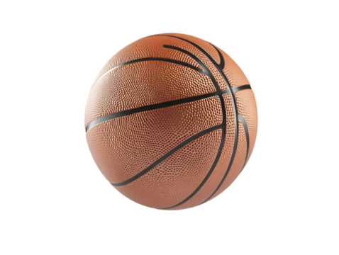 An isolated basketball showcasing its texture and design, perfect for sports and recreation related projects.