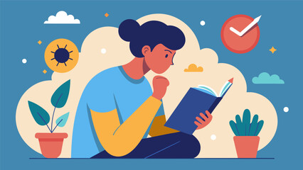 A person deep in reflection as they journal and reflect on the insights and breakthroughs made during their life coaching sessions.. Vector illustration