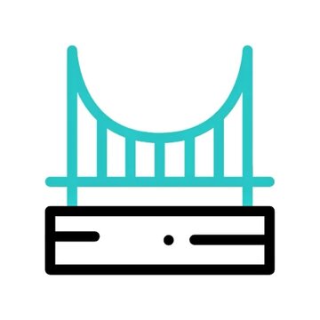 Suspension Bridge Icon Modern Design Element for Construction, Engineering, and Transportation Projects