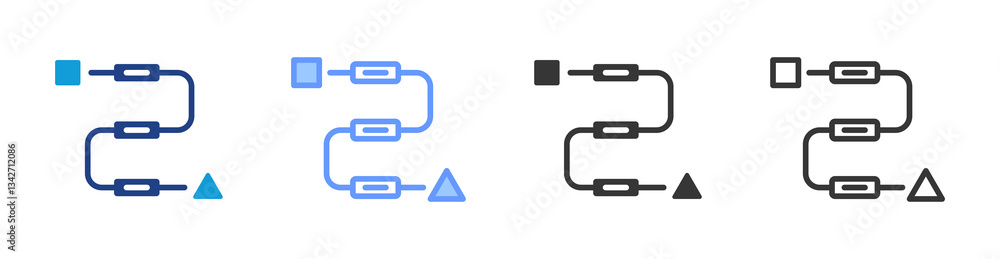 Poster Pipeline icon set multiple style collection