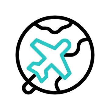 Global Travel Airplane Icon on World Map Illustration