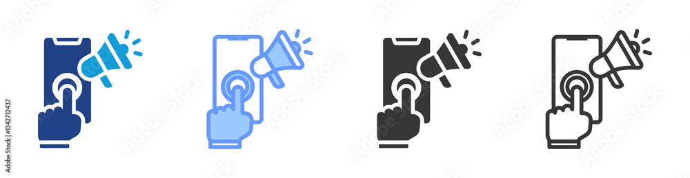 Poster Call To Action icon set multiple style collection