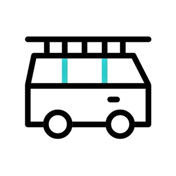 Fire Truck Icon Emergency Vehicle Line Art Illustration