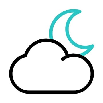 Nightly Cloud and Crescent Moon Weather Icon Simple Design for Apps and Websites