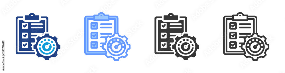 Poster Performance Evaluation icon set multiple style collection