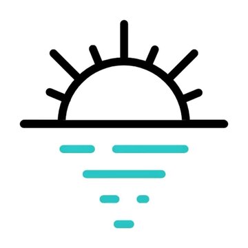 Sunrise Over Calm Water Minimalist Line Art Illustration