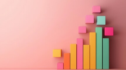 Fototapeta premium Abstract representation of a diversified investment portfolio, with colorful blocks depicting various funds and their performance