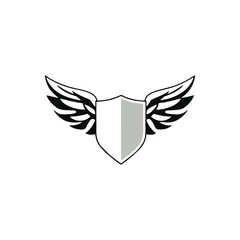 Winged shield black template
