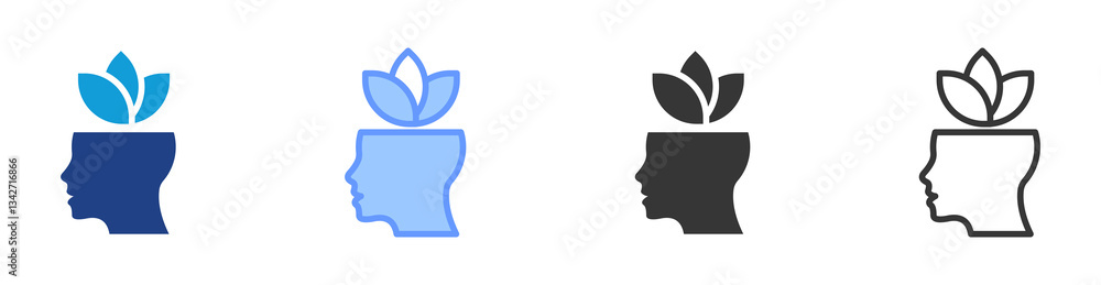 Poster Mindfulness icon set multiple style collection