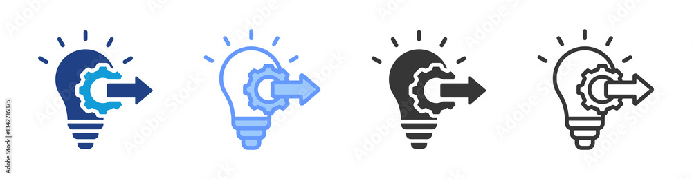 Poster initiative icon set multiple style collection