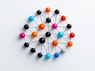Obraz premium Visual representation of a diversified investment network, with colorful nodes depicting various funds and their interconnectedness